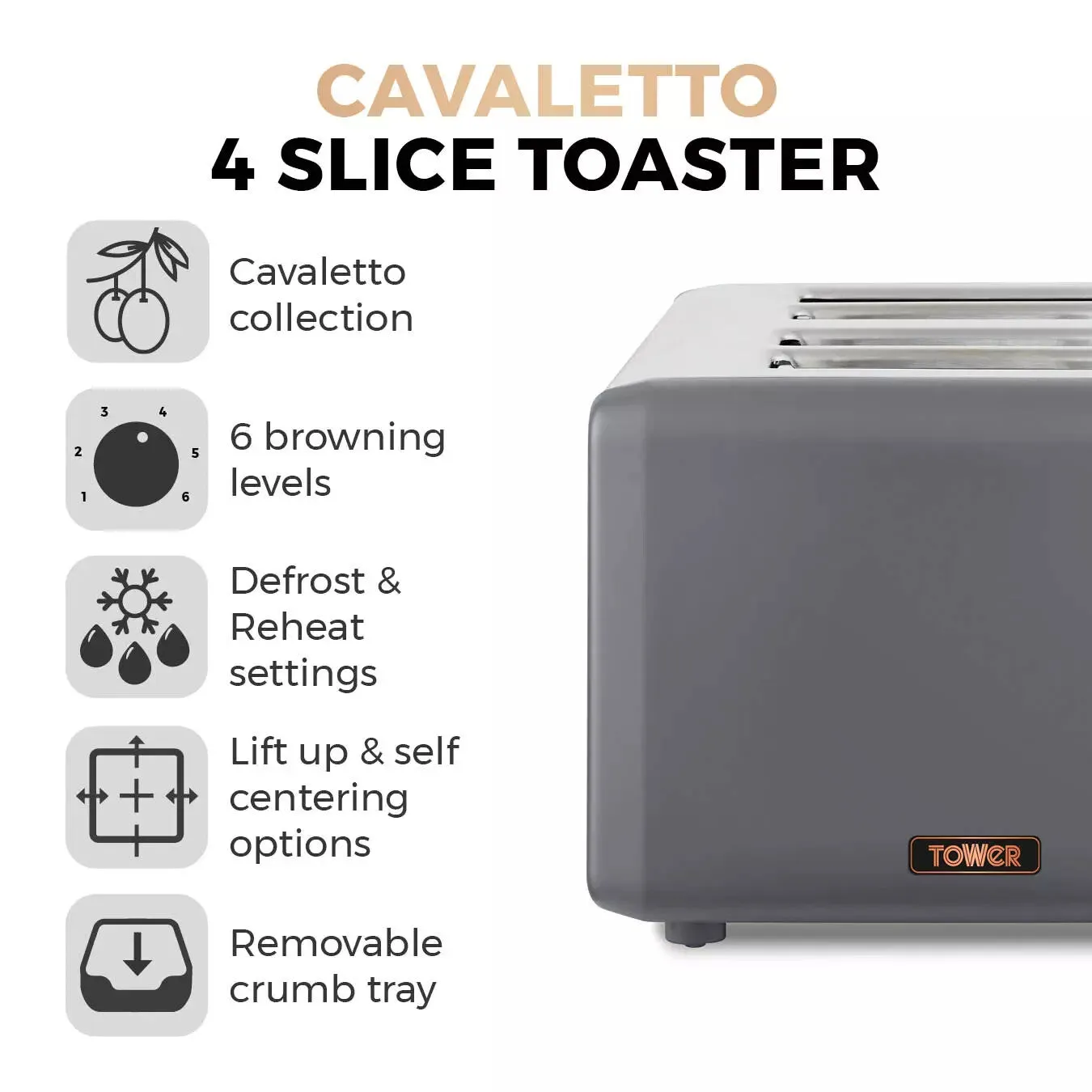 Tower T20051RG toaster 6 4 slice(s) 1800 W Black