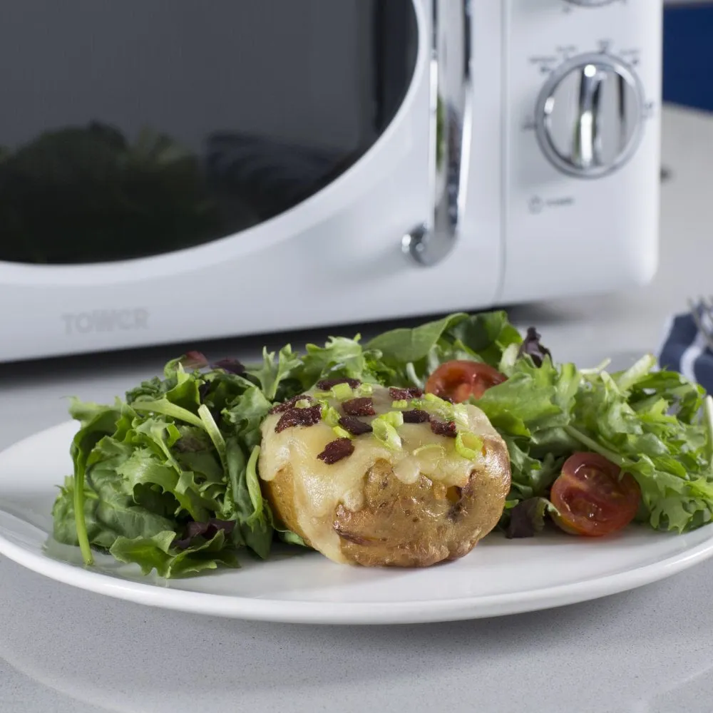 Tower T24017 microwave Stainless steel, White Solo microwave Countertop 20 L 800 W