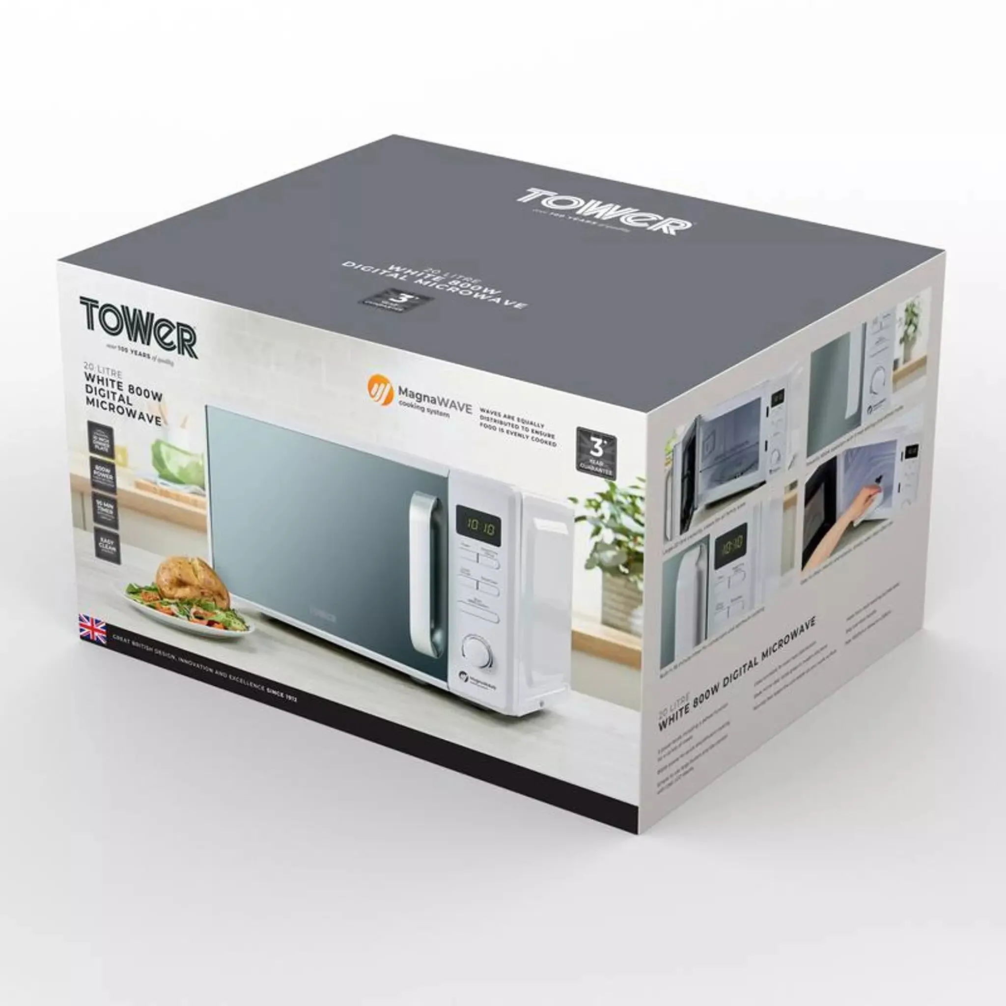 Tower T24037WHT microwave White Solo microwave Countertop 20 L 800 W