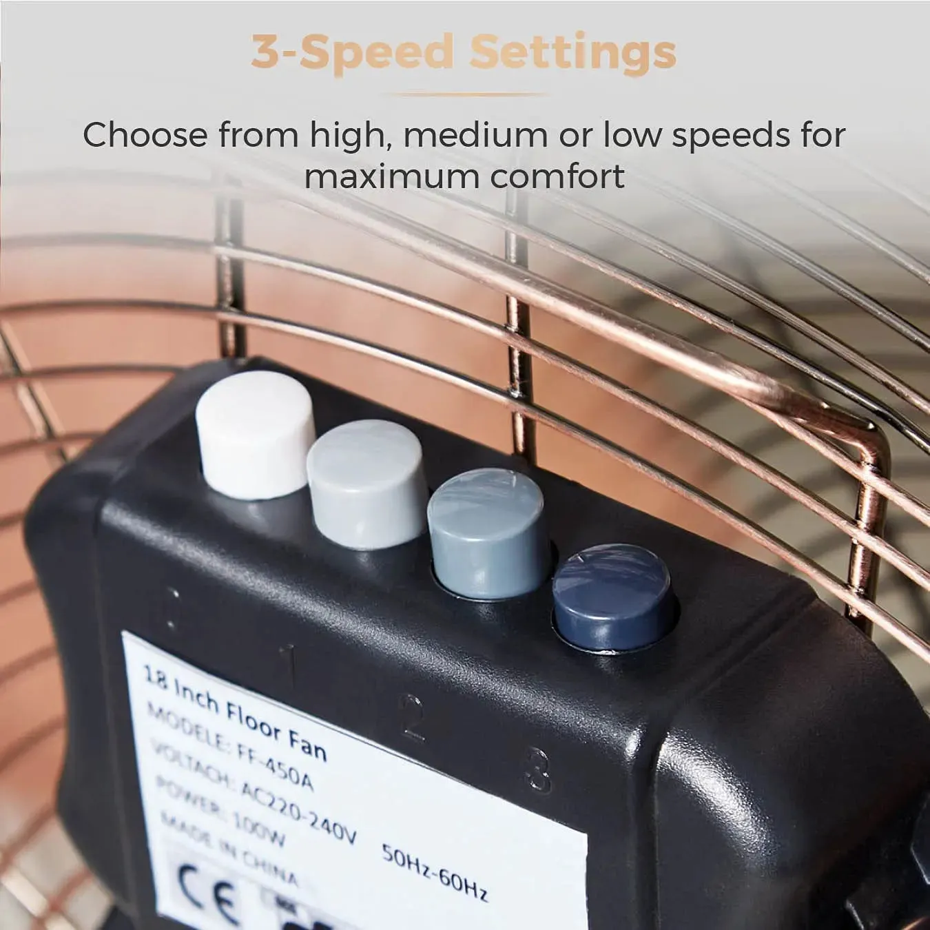 Tower T662000C 18" Velocity Floor Fan - Copper