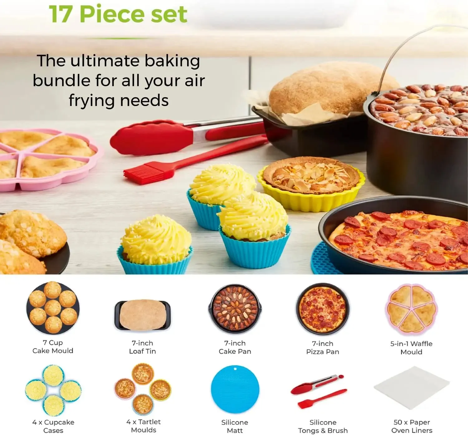 Tower Vortx 17-Piece Air Fryer Oven Baking Bundle