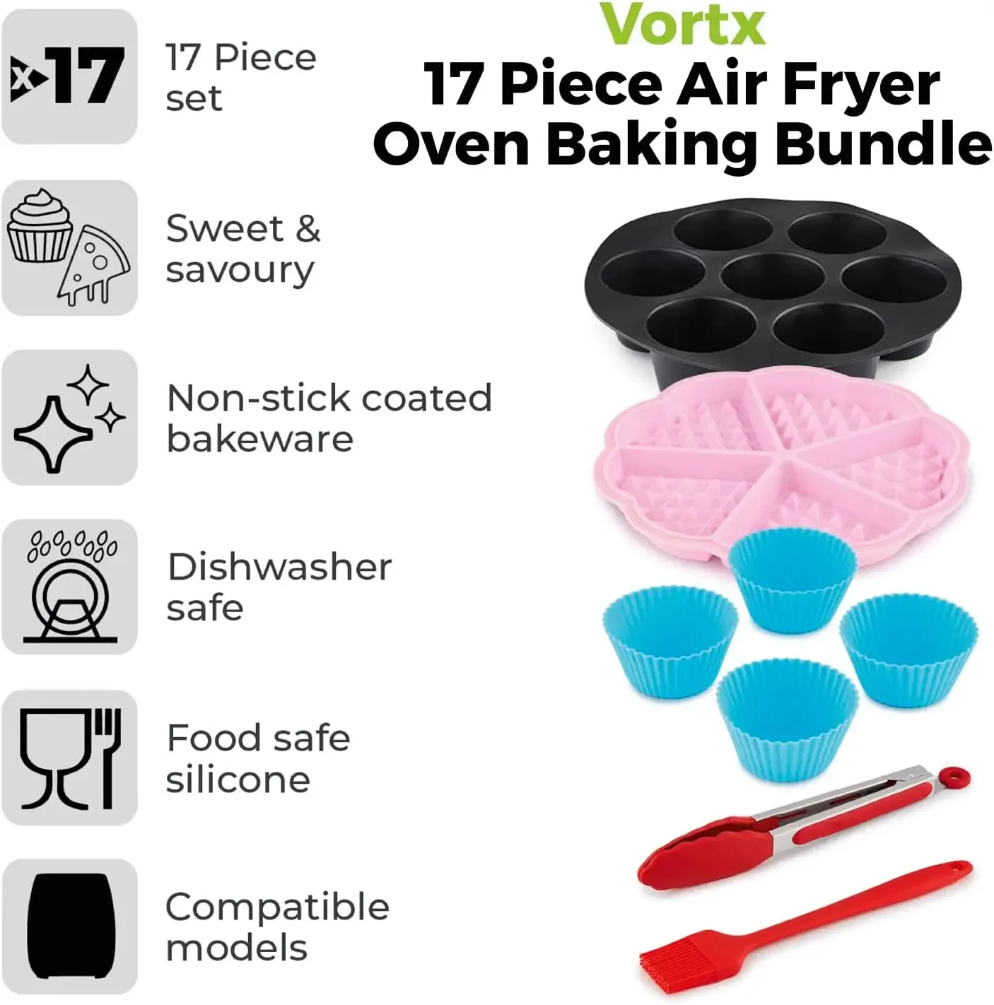 Tower Vortx 17-Piece Air Fryer Oven Baking Bundle