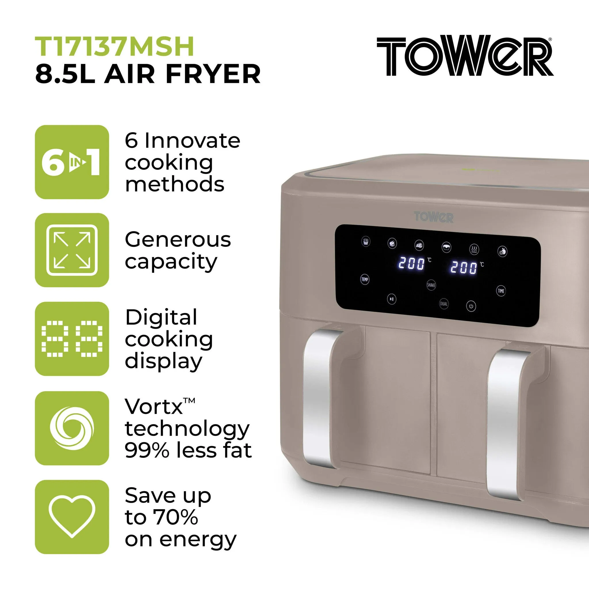 Tower Vortx 8.5L Dual Basket Air Fryer