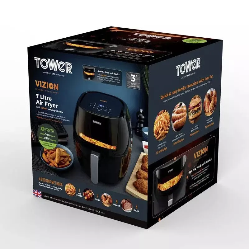 Tower Vortx Vizion Single 7 L Stand-alone 1800 W Hot air fryer Black