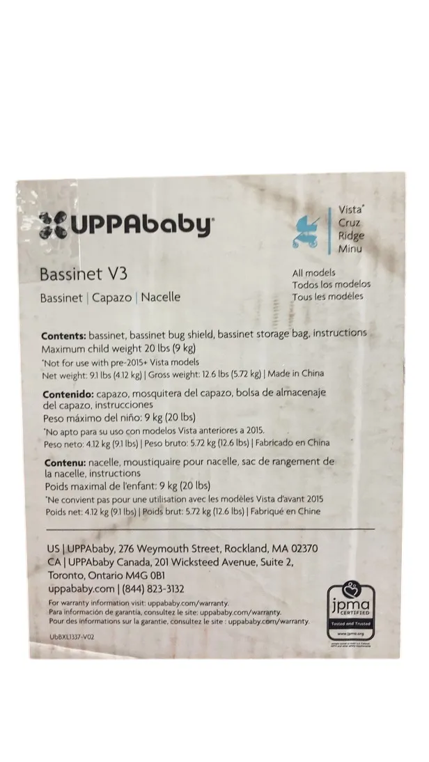 UPPAbaby Bassinet V3, Kenzi (Mystic Aqua)
