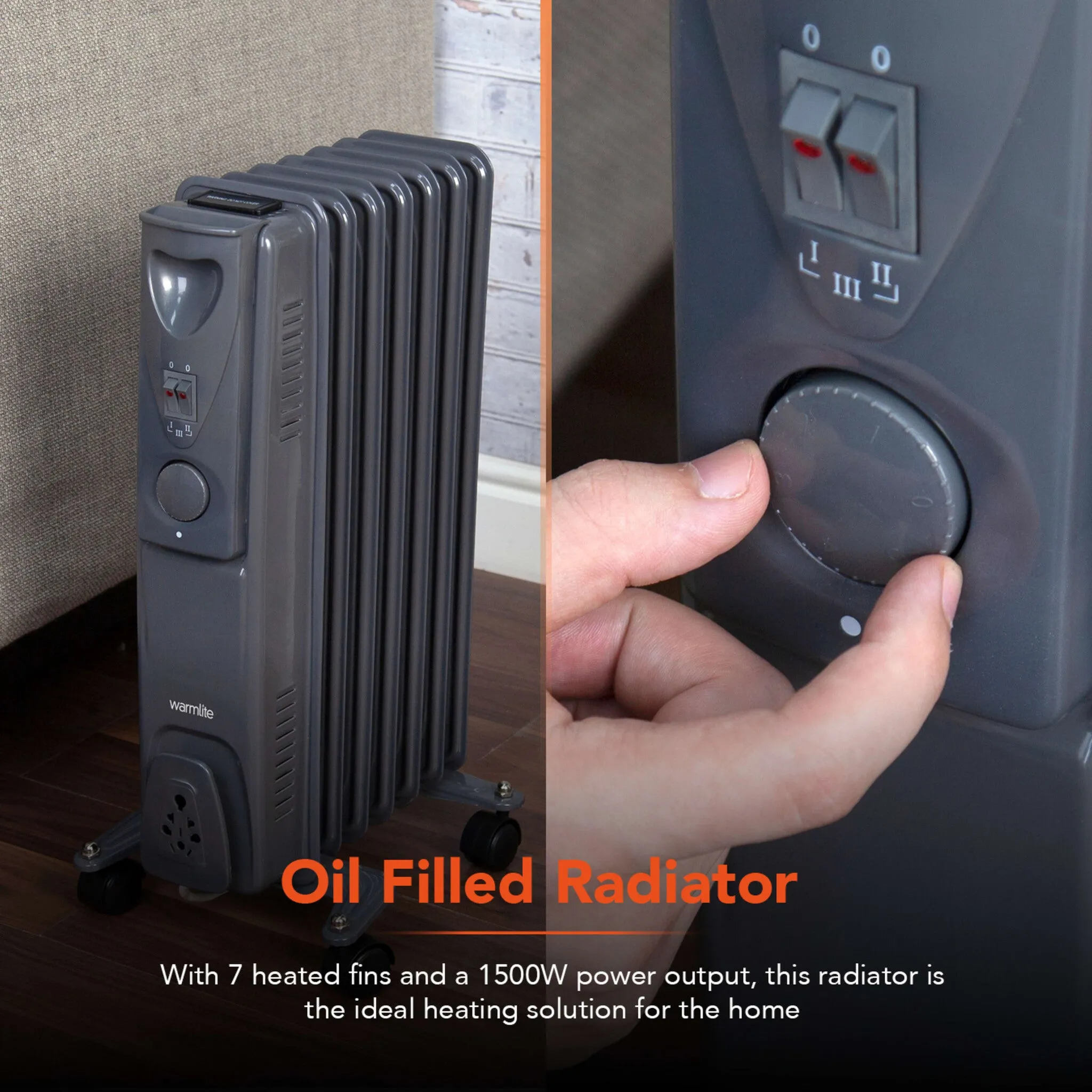 Warmlite heating WL43003YDT electric space heater Indoor Titanium 1500 W Oil electric space heater