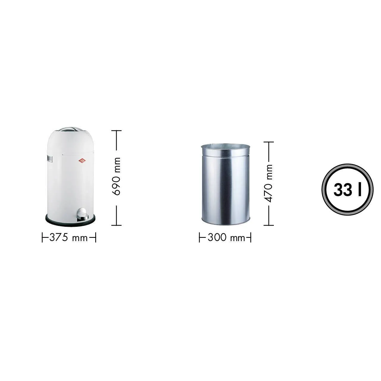 Wesco Kickmaster 33 Litres, White Matt