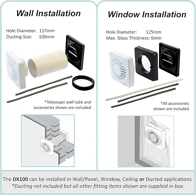Xpelair DX100HTA White Bathroom Single Speed Axial Fan With Humidistat Timer