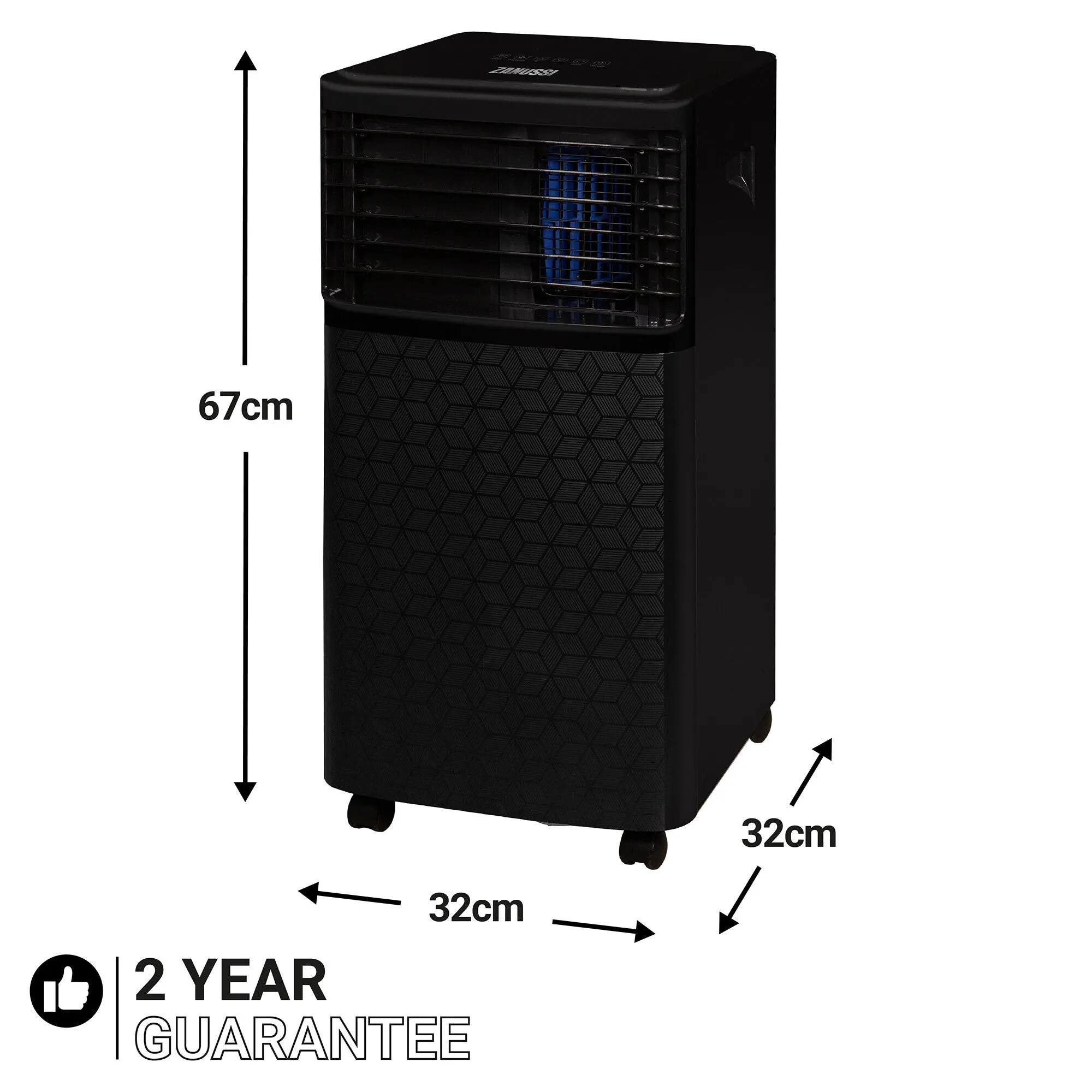 Zanussi Portable ZPAC7001B Air Conditioner, Dehumidifier & Air Cooler in Black
